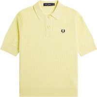 Fred Perry Textured Knit Polo Shirt - Gold Dress Size