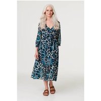 Izabel London Floral Semi Sheer V-Neck Midi Dress women's Long Dress in Green