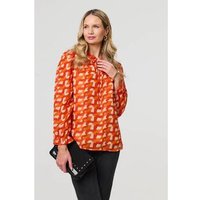 Izabel London Printed Tie Neck Long Sleeve Blouse women's Blouse in Orange