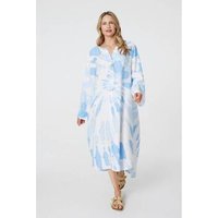 Izabel London Tie Dye Long Sleeve Midi Tunic Dress women's Long Dress in Blue