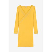 Enorsia Full Sleeve Embroidered Wrap Dress women's Dress in Yellow