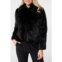Izabel London Faux Fur Cropped Jacket women's Coat in Black