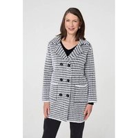 Izabel London Check Button Front Longline Knit Coat women's Coat in Black