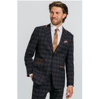 Navy Heritage Check with Brown Trim Suit Jacket