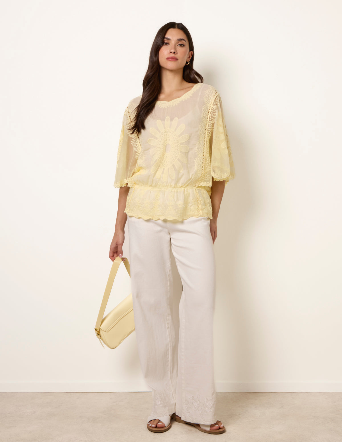 Sun Flower Lace Sleeve Blouse - SM LEMON