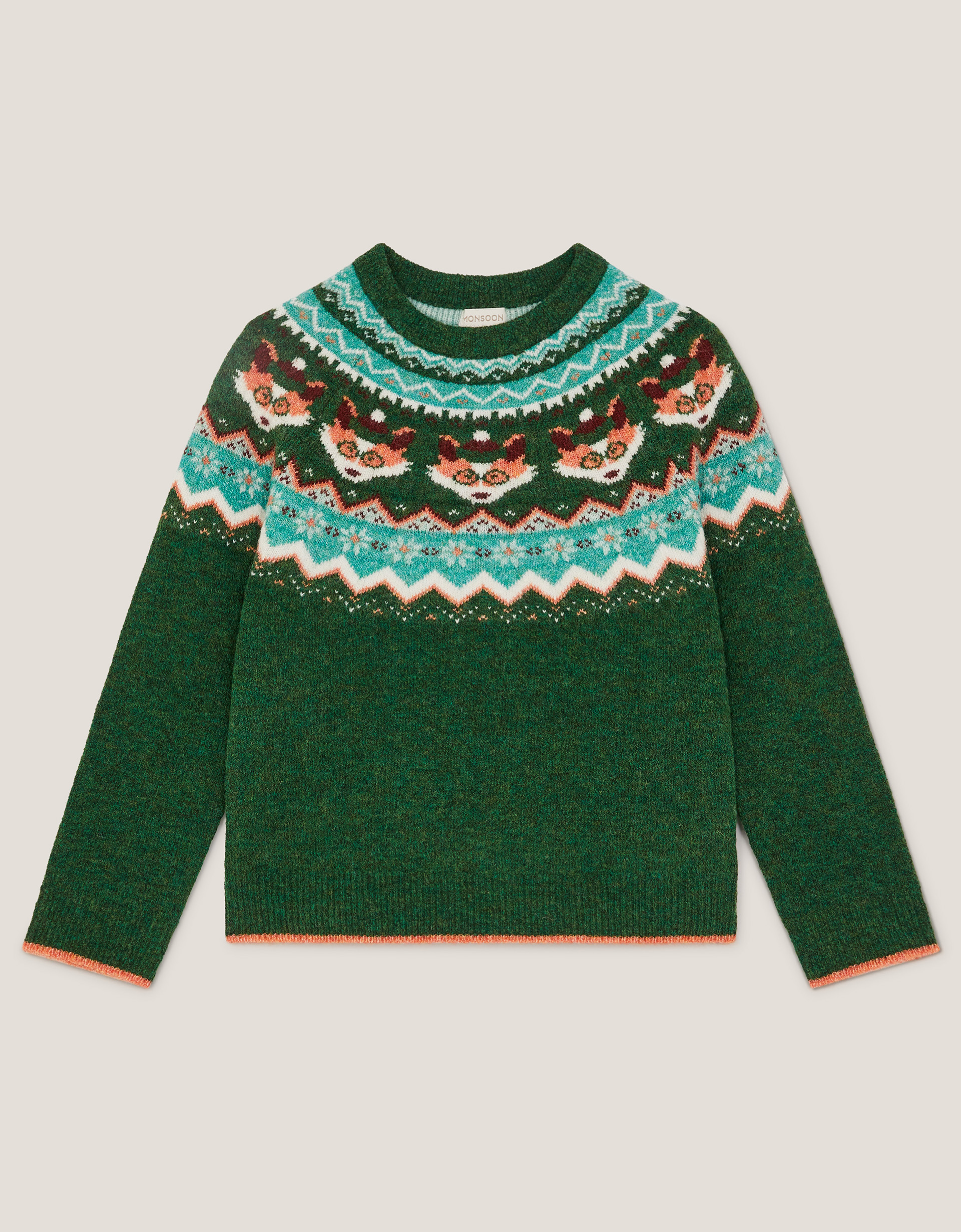 Fox Fair Isle Jumper Green