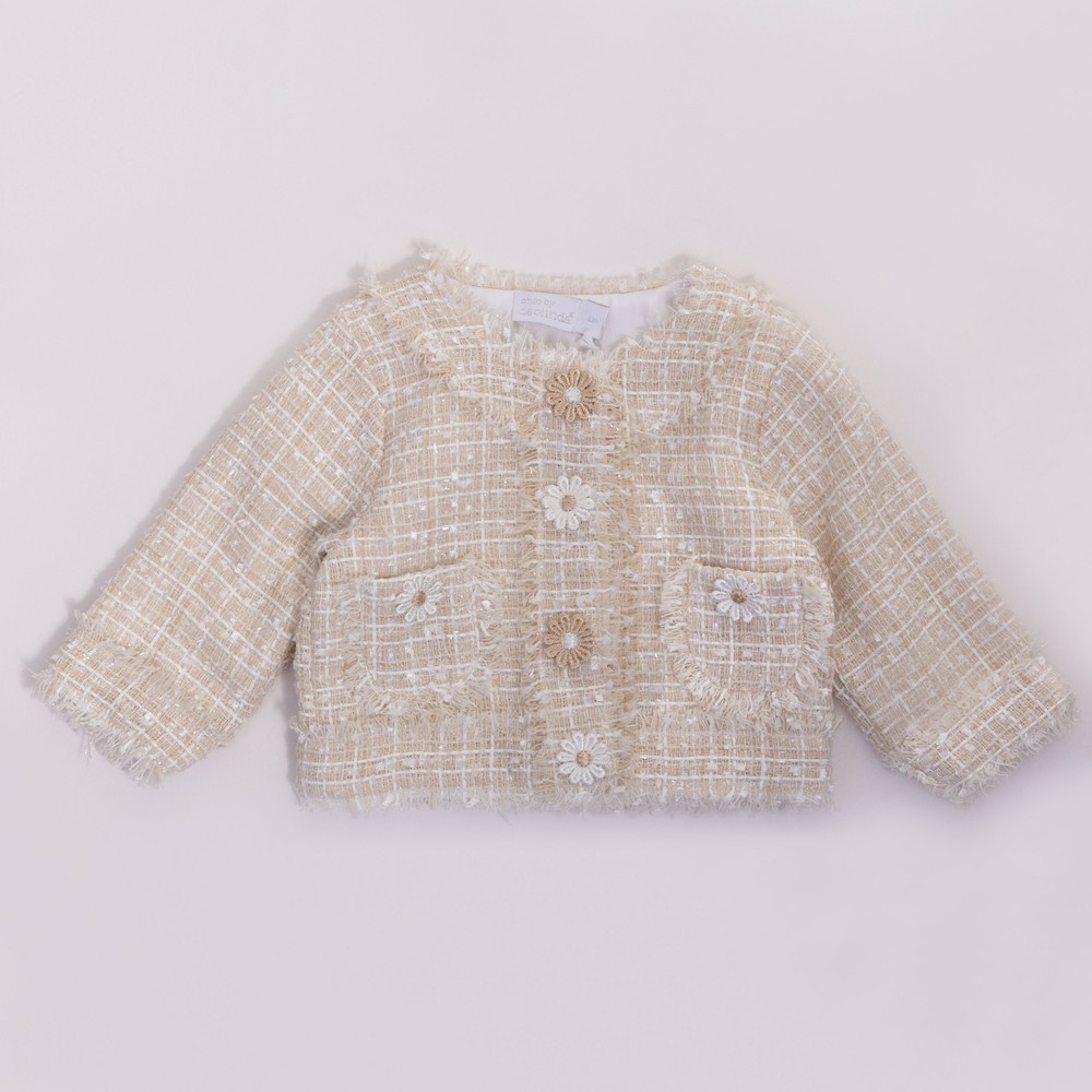 Flower Detail Sparkly Tweed Jacket