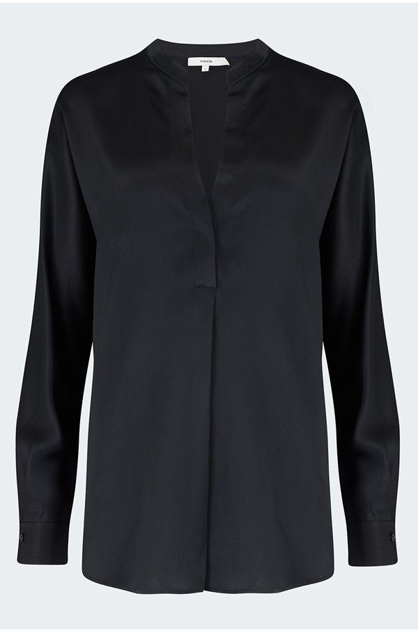 Vince - Band Collar Blouse in Black