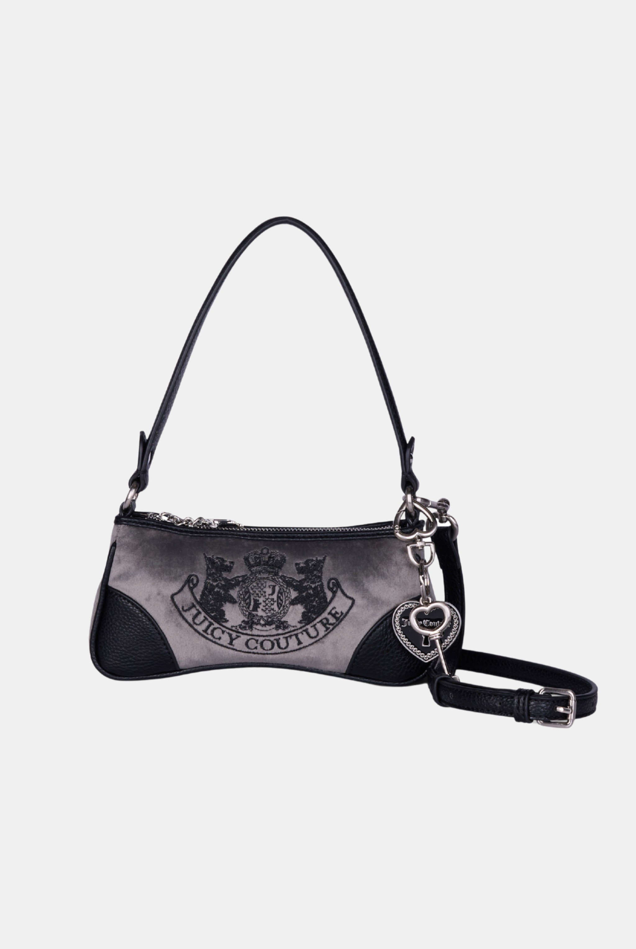 GREY CREST EMBROIDERED SHOULDER BAG - ONE Grey