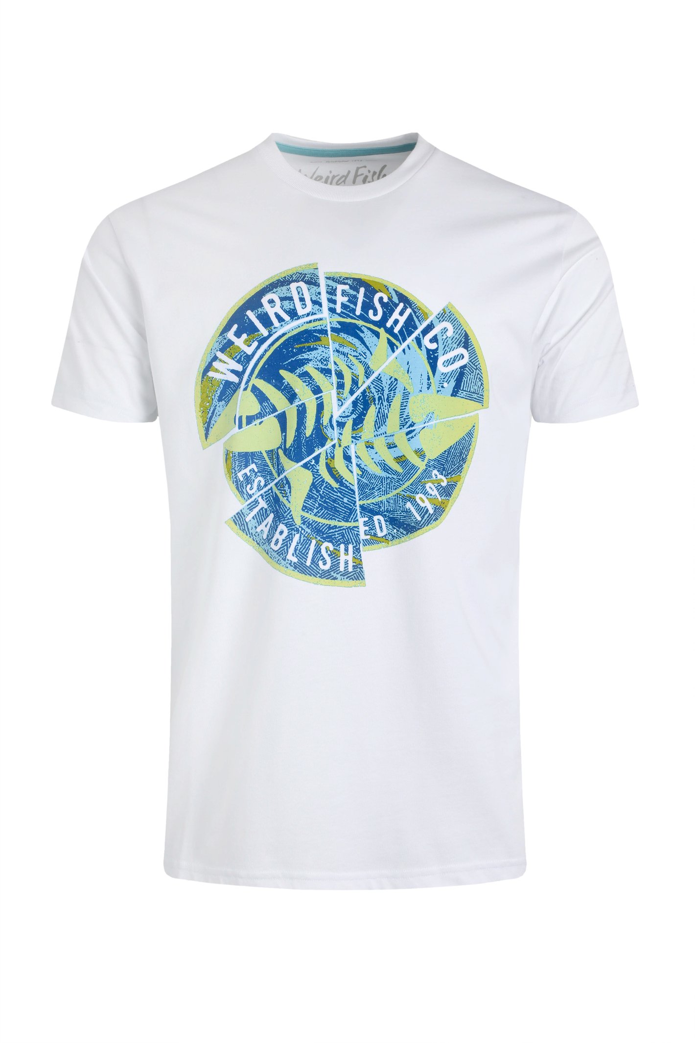 Weird Fish Vortex Front Print Graphic Shirt White Size