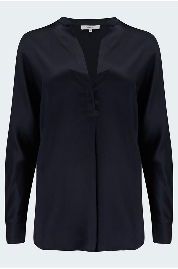 Vince - Band Collar Blouse in Coastal