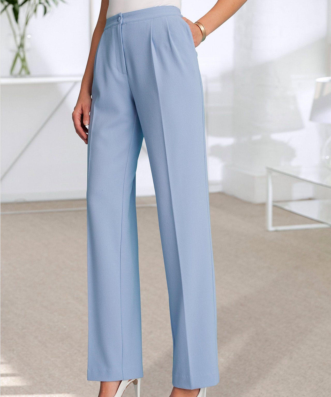 Damart Wide-Leg Crêpe Trousers