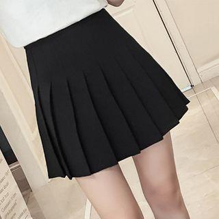 High Waist Pleated Skirt Navy Blue