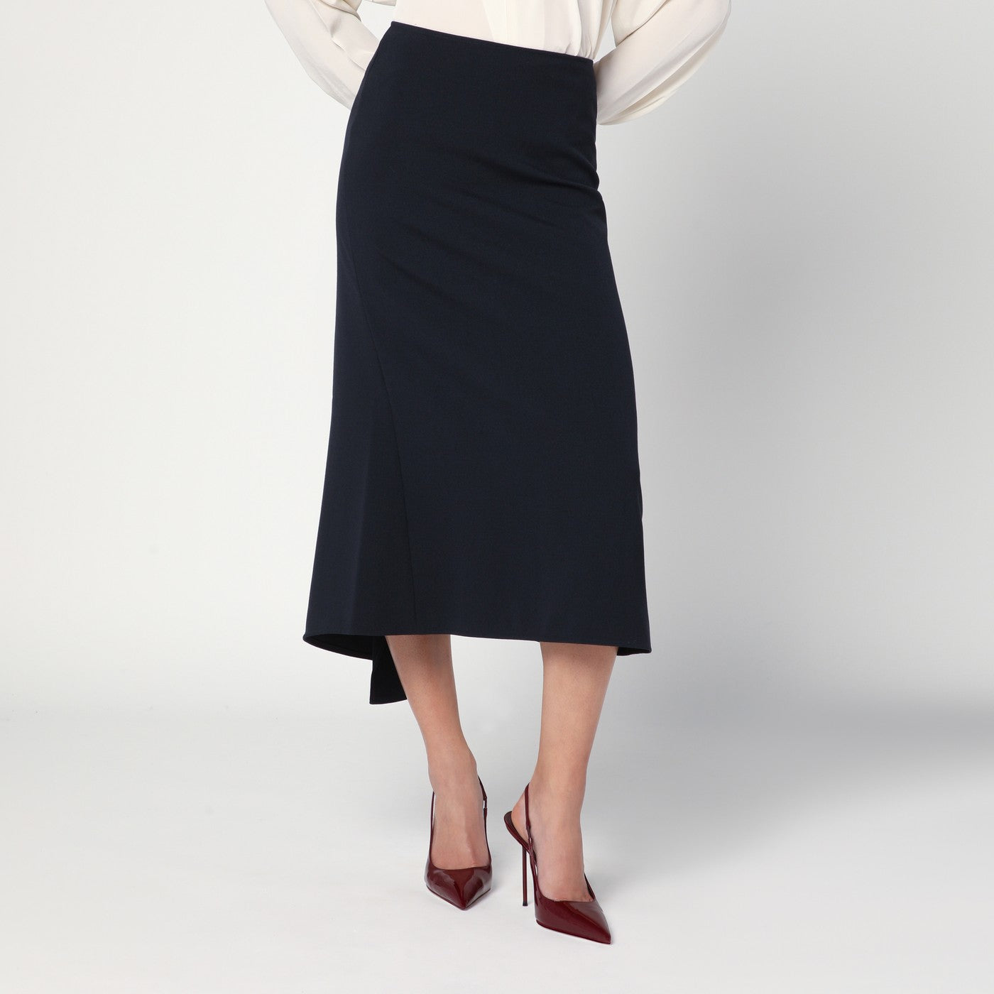 Navy blue skirt in wool blend