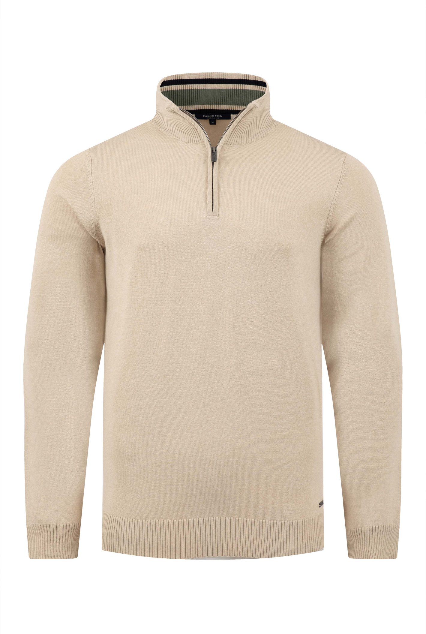 Weird Fish Blaine Fine Knit Zip Jumper Oyster Size