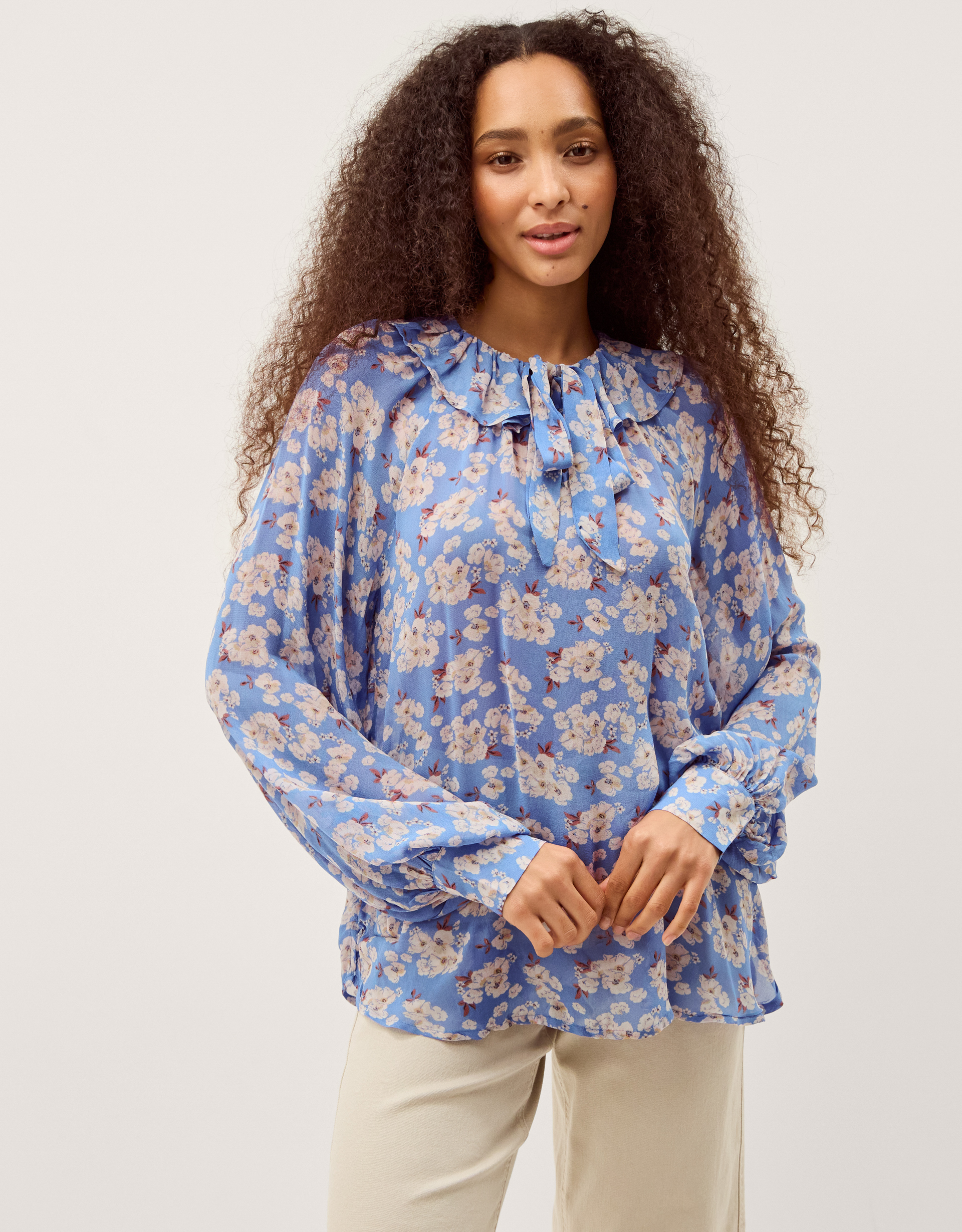 Sian Floral Print Blouse Blue