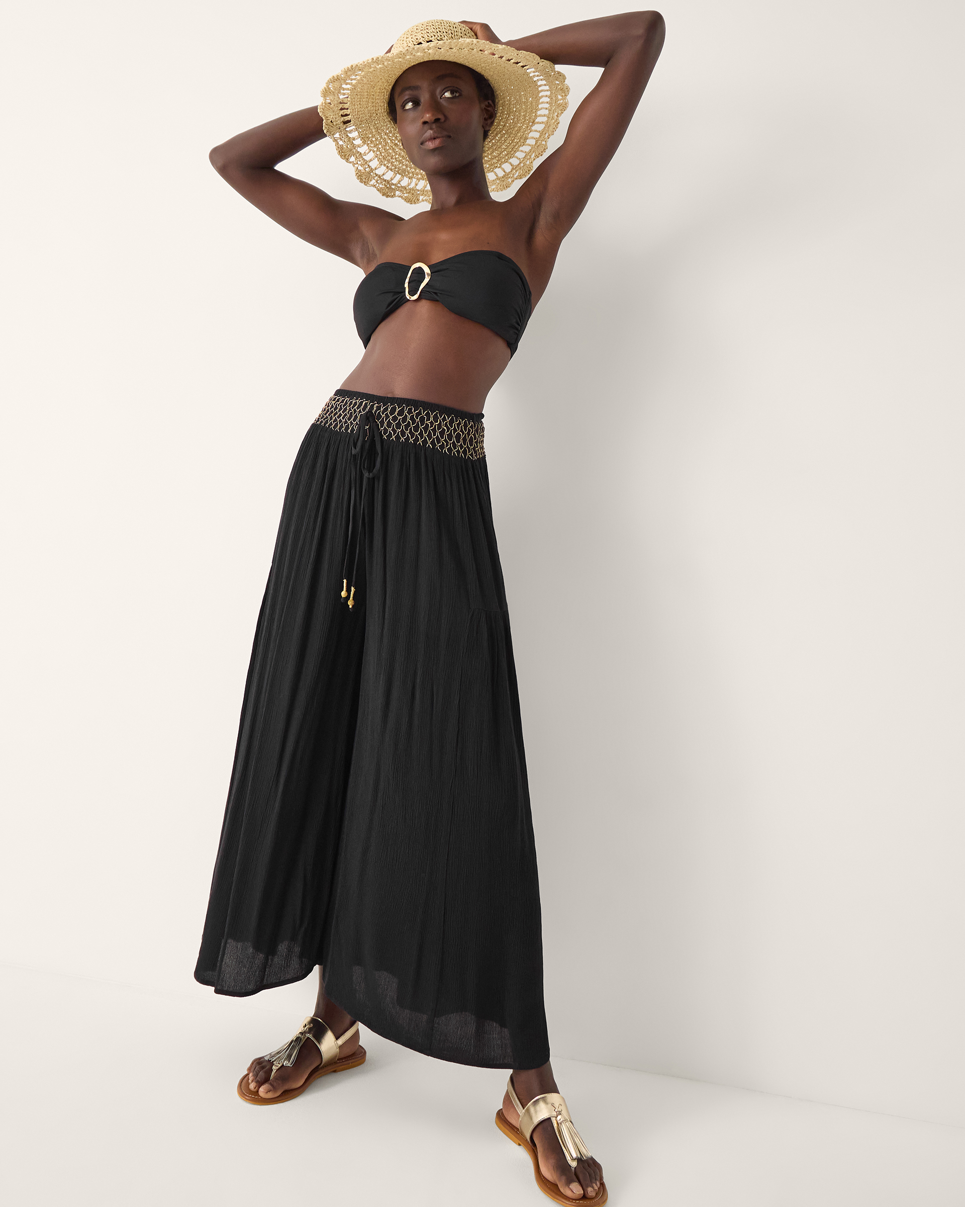 Billie Wide Leg Beach Trousers Black