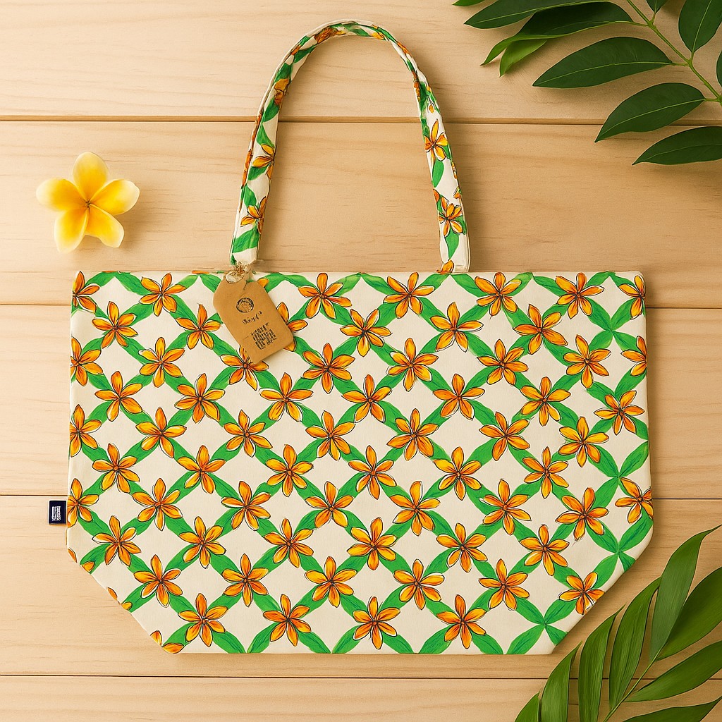 Cotton Tote Bag Frangipani