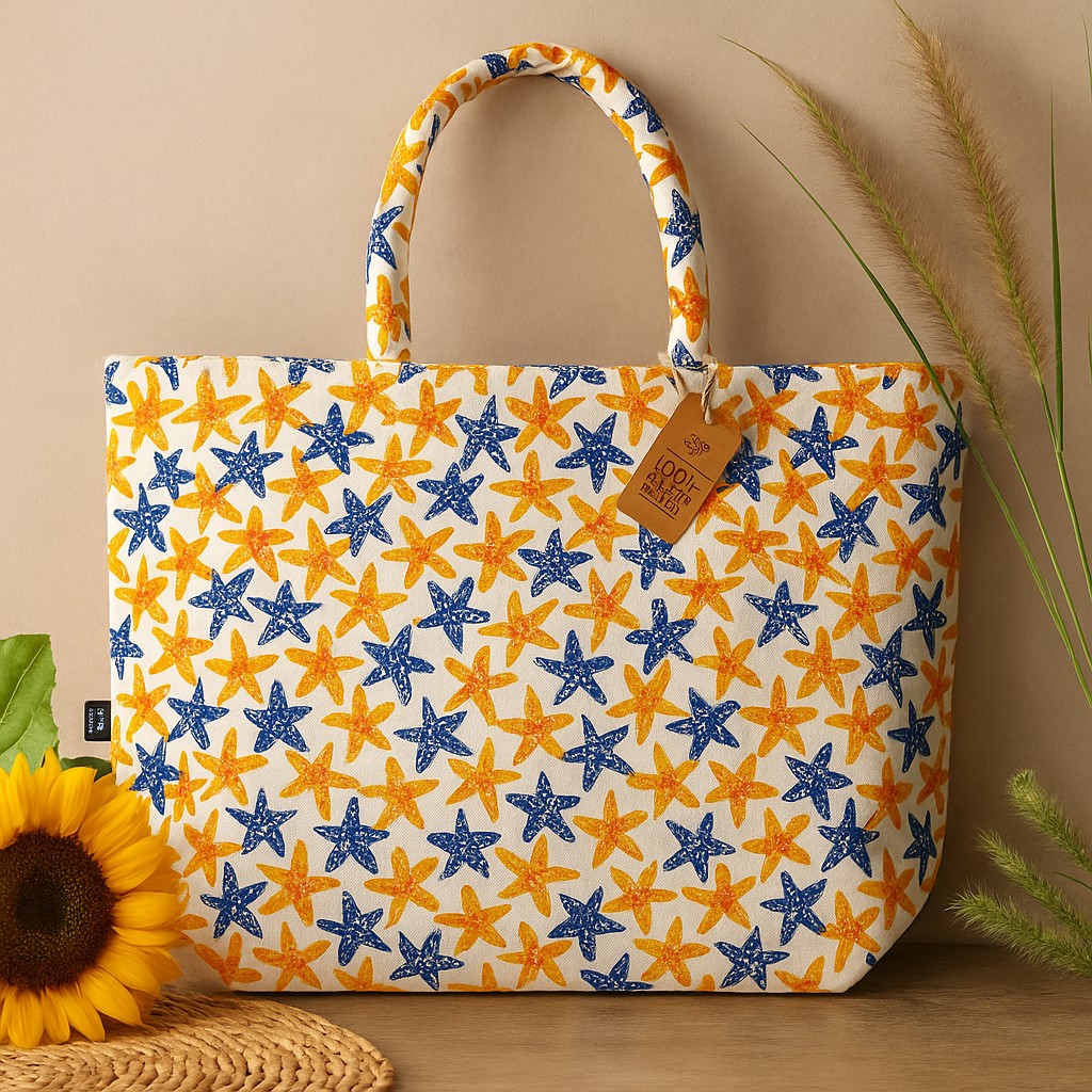 Starfish Tote Bag, Abstract Design