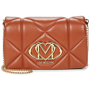 Love Moschino EMBOSSED QUILTED JC women's Shoulder Bag in Brown