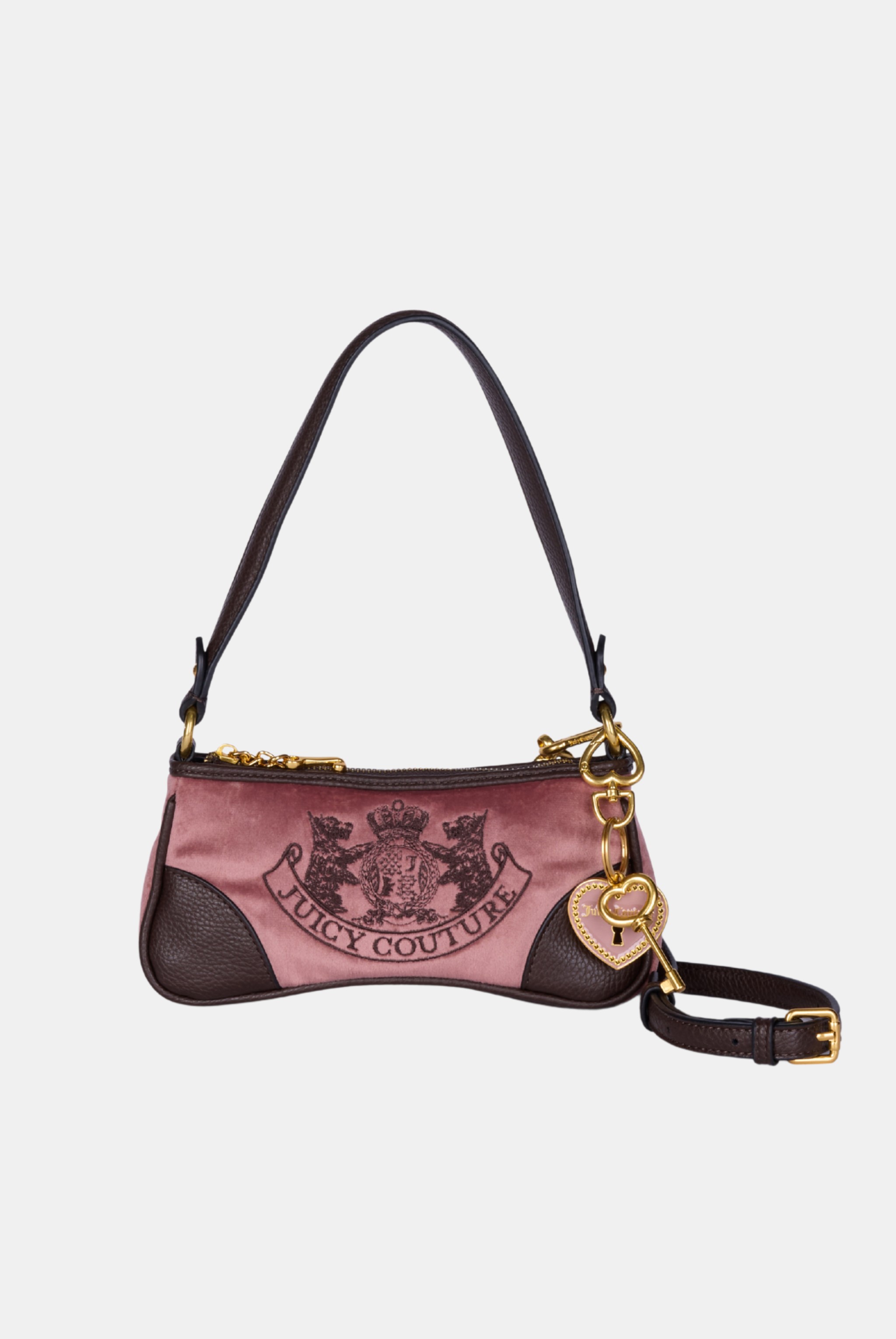 POWDER PINK CREST EMBROIDERED SHOULDER BAG - ONE Pink