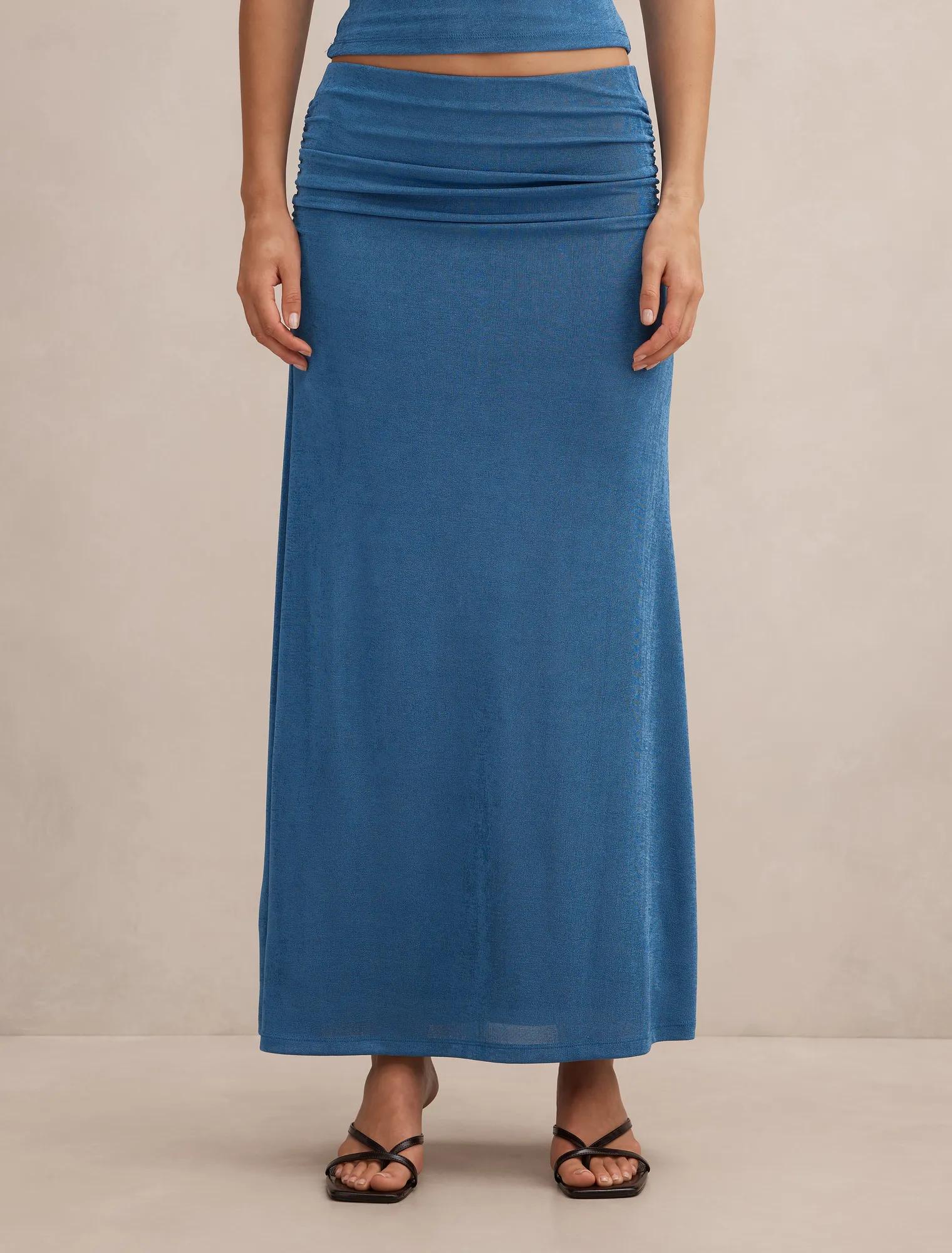 Forever New Women's Arabella Flute Maxi Skirt in Palace Blue co-ord, Size Polyester
