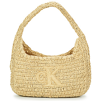 Calvin Klein Jeans BOLD CK RAFFIA SM SHOULDER BAG women's Shoulder Bag in Beige