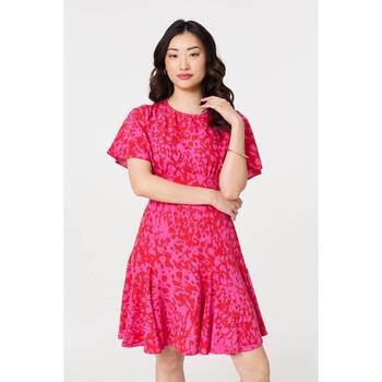 Izabel London Printed Angel Sleeve Knee Length Dress women's Dress in Red