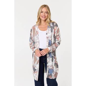 Izabel London Abstract Open Front Longline Cardigan women's in White