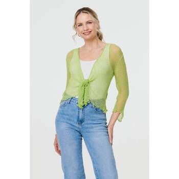 Izabel London Sheer Sleeve Open Front Cardigan women's in Green