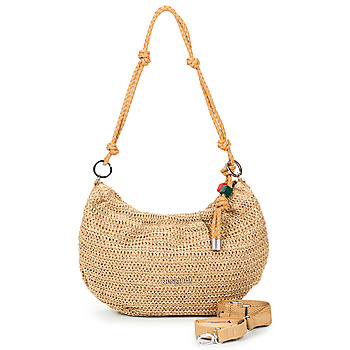 Desigual BAG HALF LOGO RAFFIA WAVERLY women's Shoulder Bag in Beige