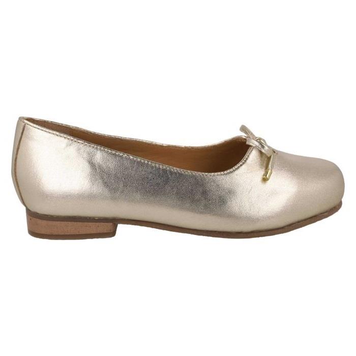Women's Wide Fit DB Magnolia Loafers, Gold Leather V E - E