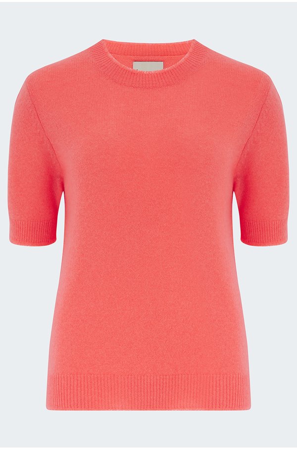 Jumper - Distressed Knit Shirt in Cerise