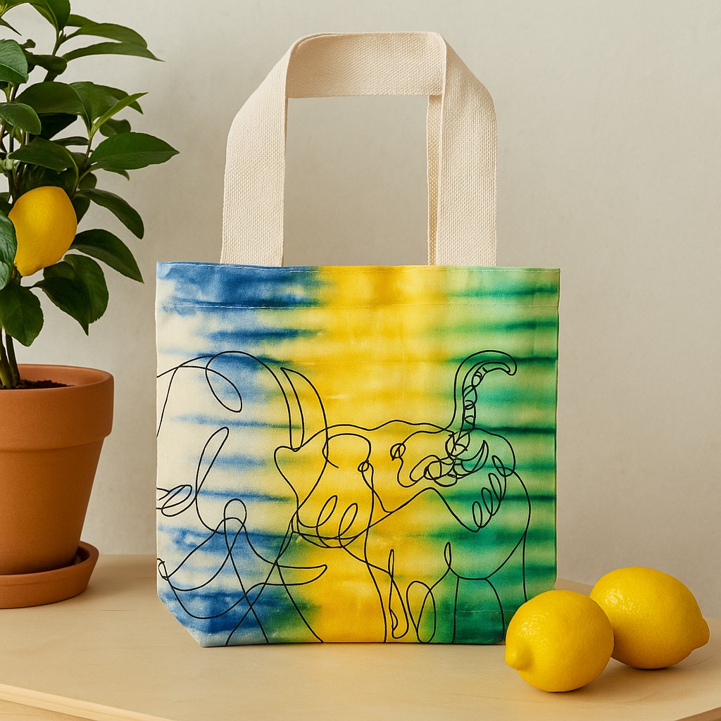 Tie-Dye Cotton Tote Bag Elephants oz xx
