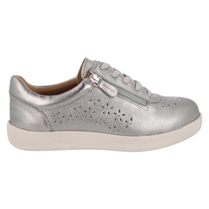 Women's Wide Fit DB Kaunas Shoes, Silver Leather V E - E