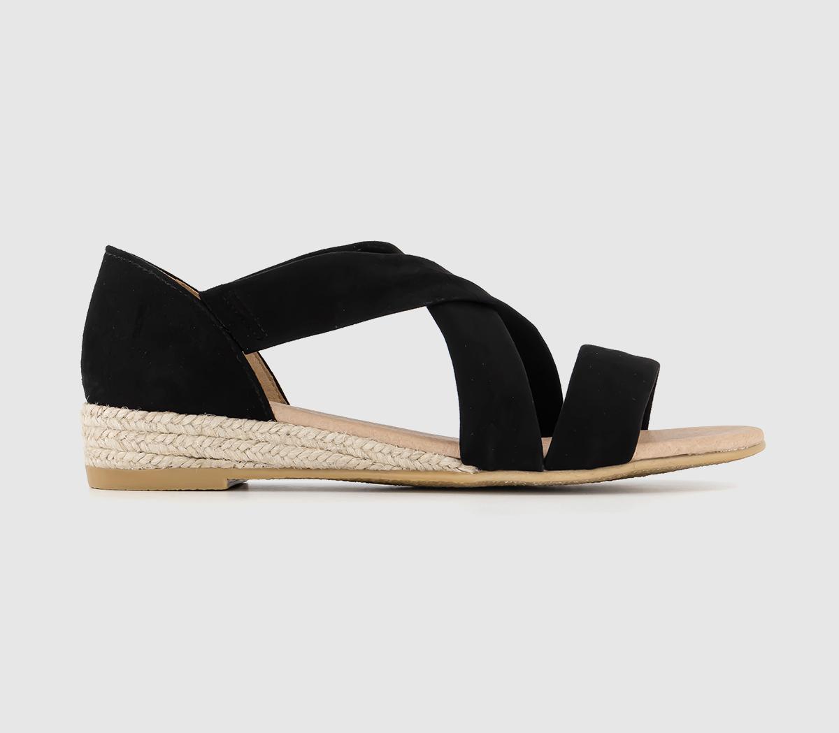 OFFICE Womens Hallie Cross Strap Espadrille Sandals Black Suede