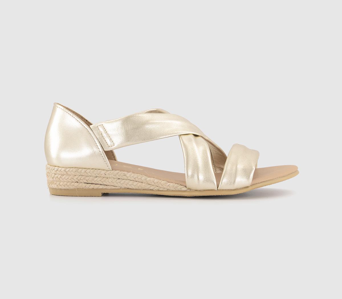 OFFICE Womens Hallie Cross Strap Espadrille Sandals Gold Leather