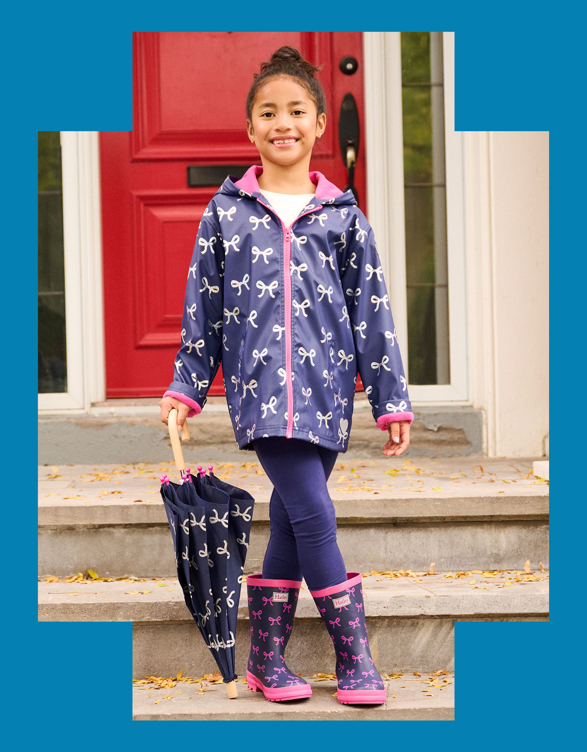 Hatley Foil Bow Print Raincoat Blue