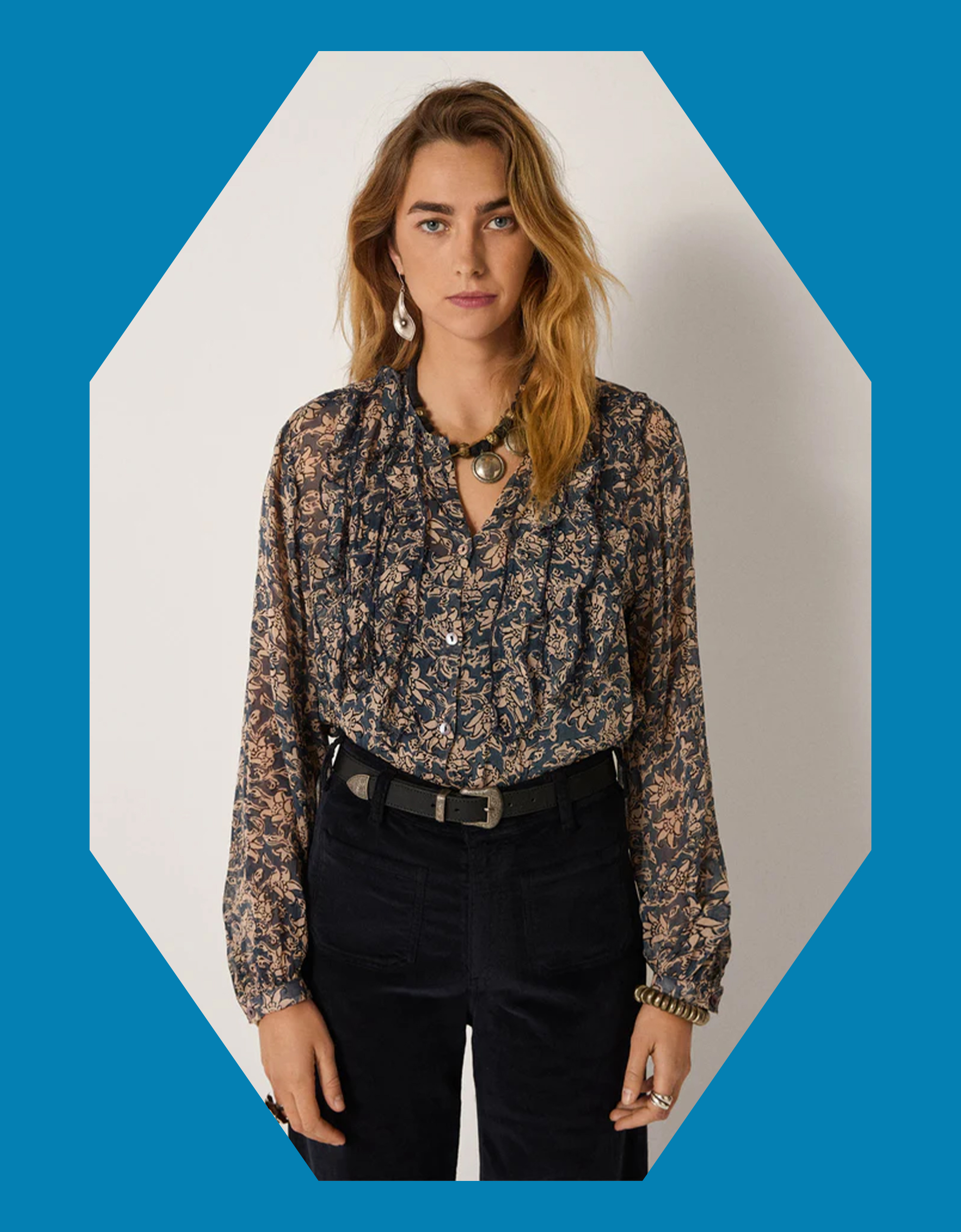 Maison Hotel Corina Floral Blouse Teal