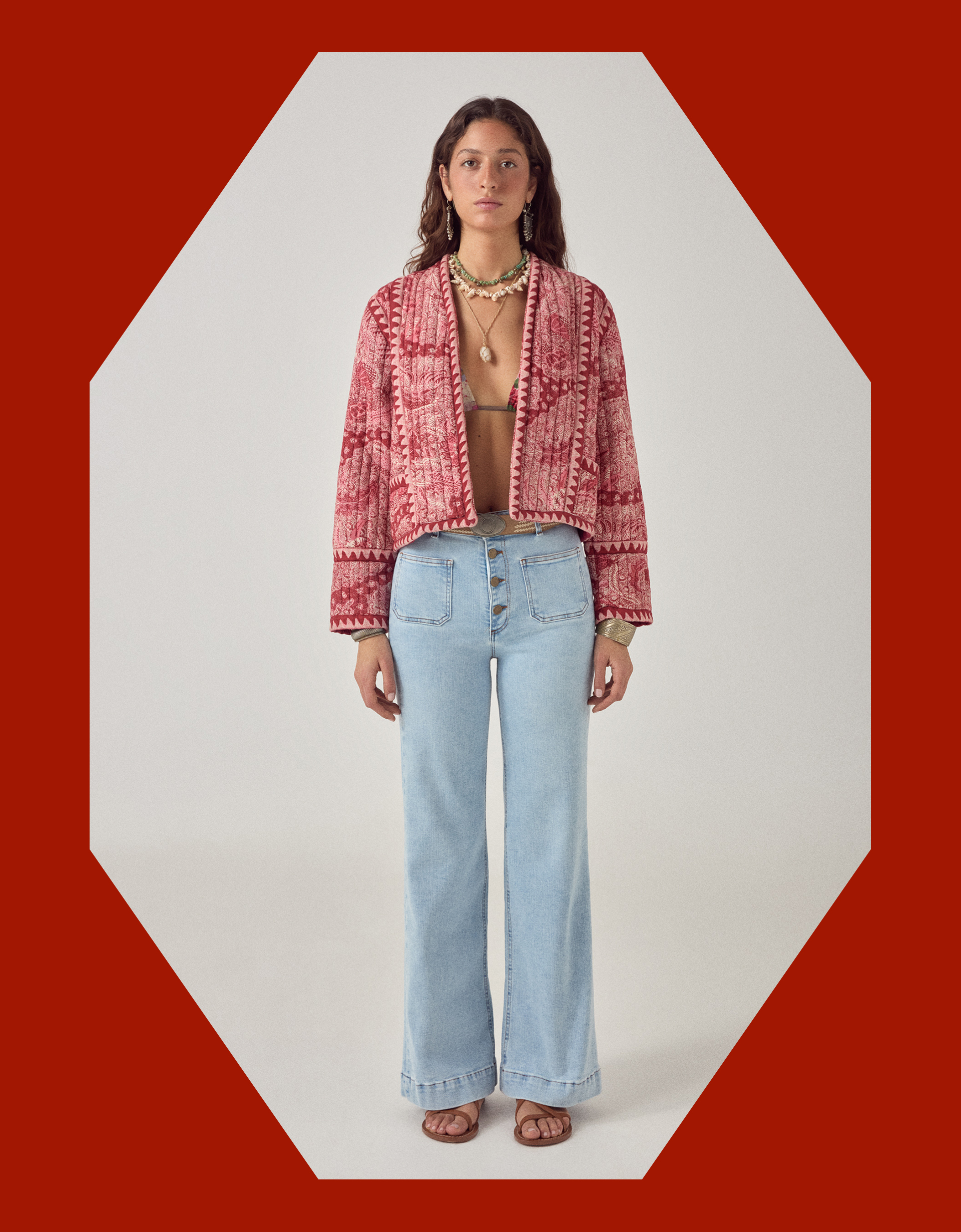 Maison Hotel Sujata Paisley Quilted Jacket Red