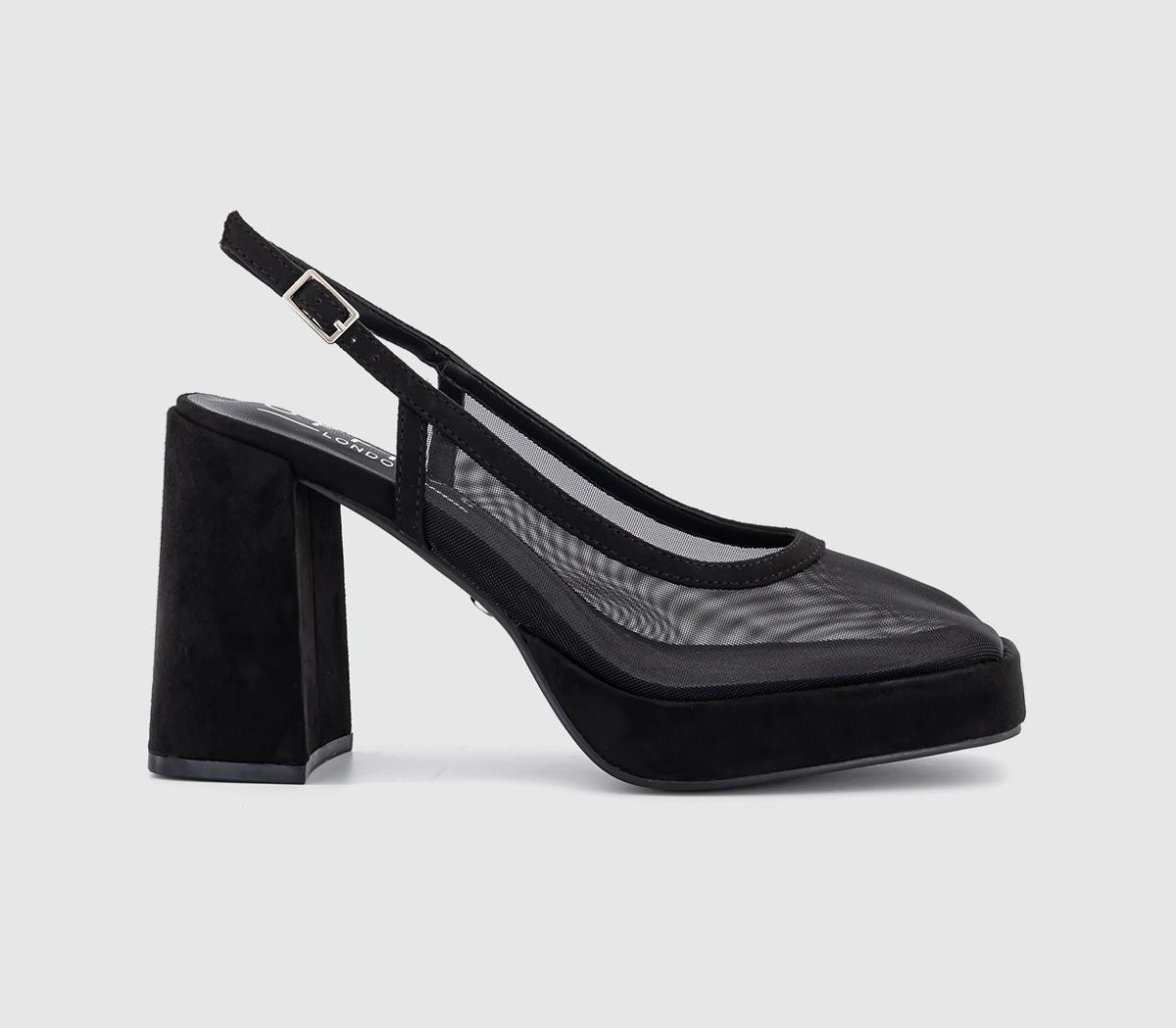OFFICE Womens Honest Mesh Platform Slingback Heels Black