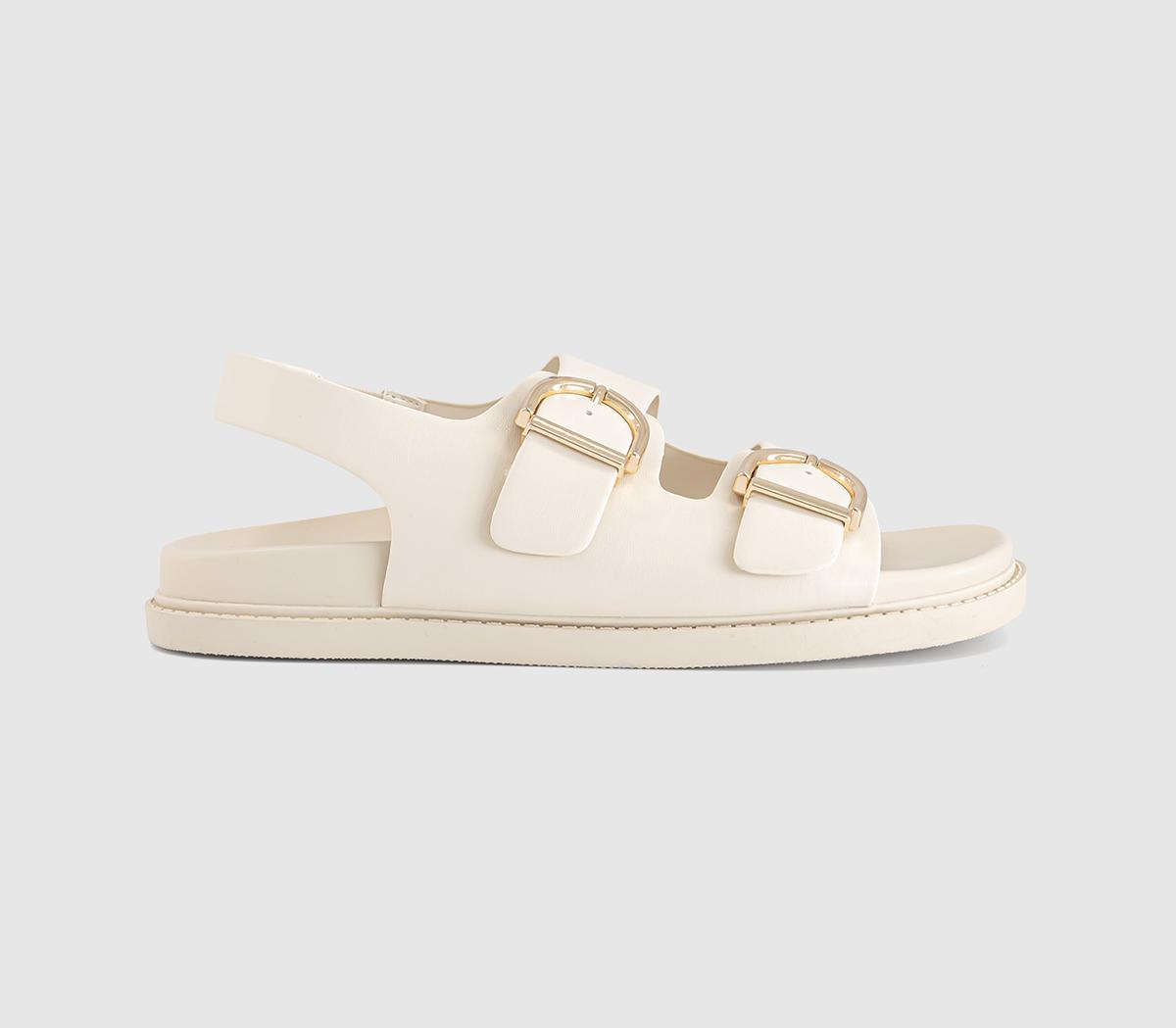 OFFICE Womens Sophie Double Buckle Strap Slingback Footbed Sandals White