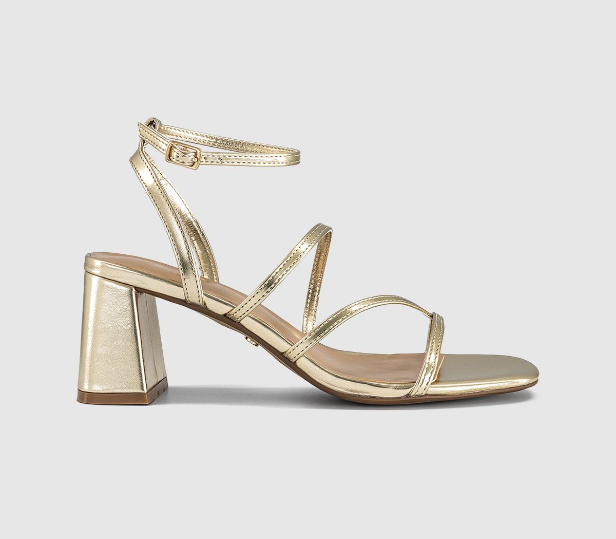 OFFICE Womens Malia Strappy Block Heeled Sandals Gold Multi