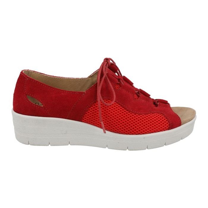Women's Wide Fit DB Lizard Sandals, Red Suede V E - E