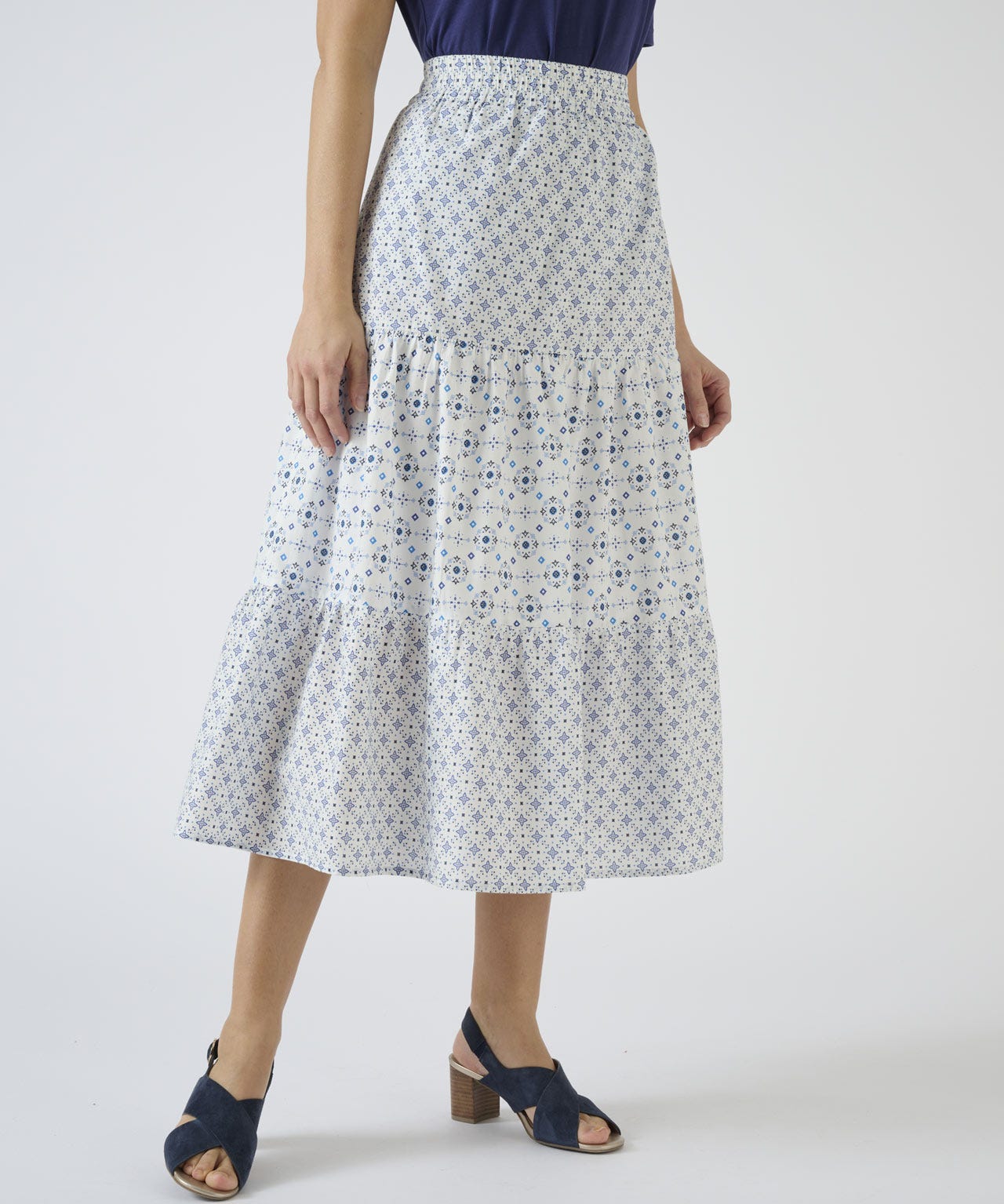 Damart Print Tiered Skirt