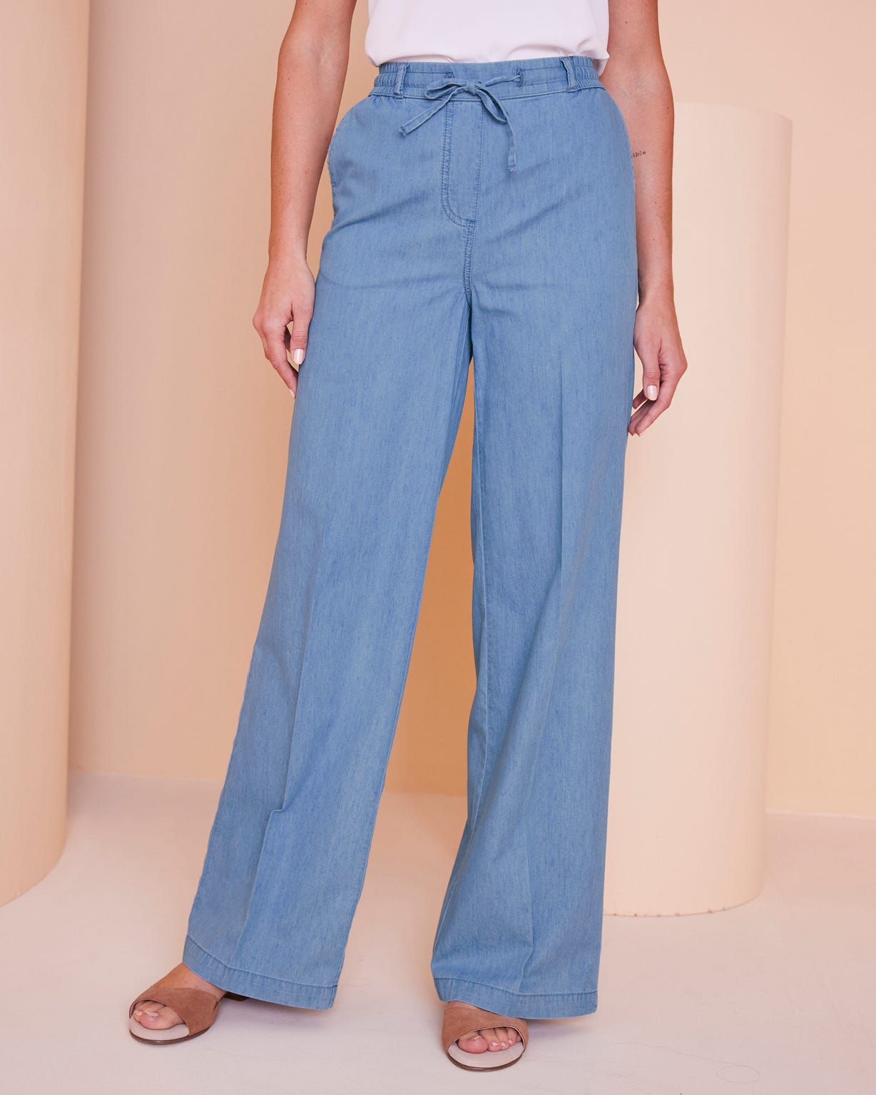 Damart Cotton Wide-leg Trousers