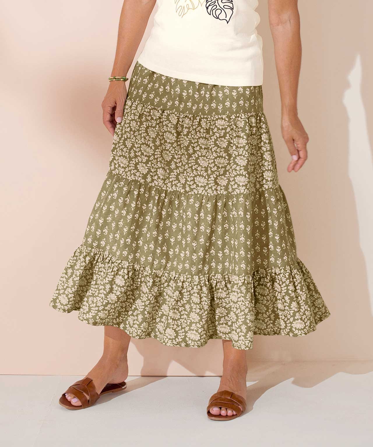 Damart Print Tiered Skirt