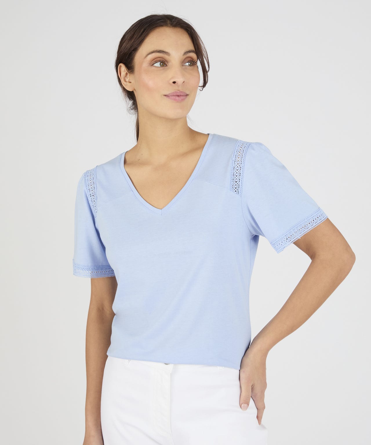 Damart Soft Lace Trim Top