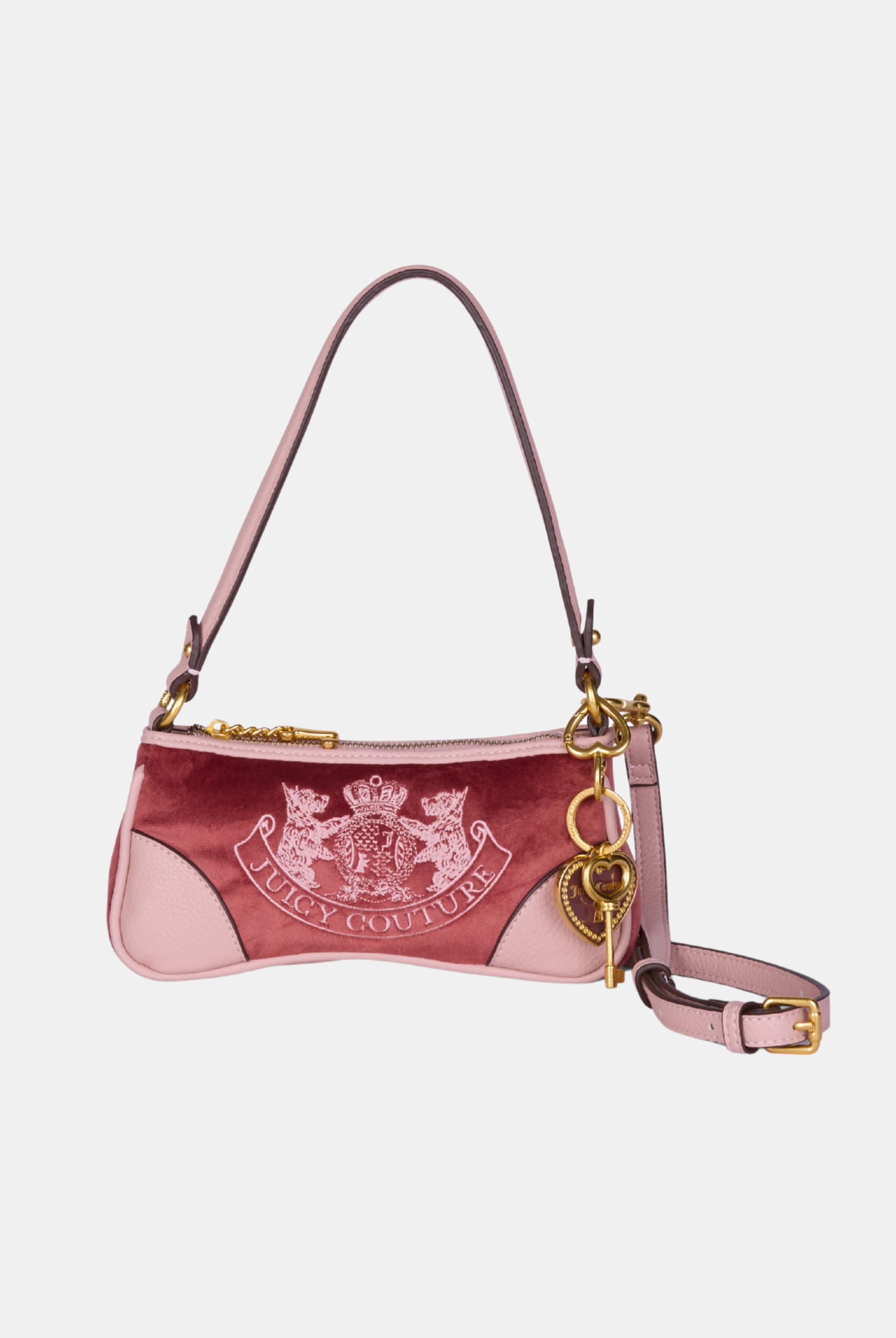 DARK RED CREST EMBROIDERED SHOULDER BAG - ONE Red