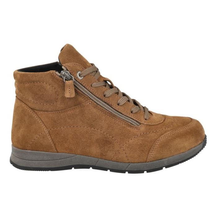 Womens Extra Wide Fit Boots by Flat DB Shoes - Lace up, Tan Suede V E - E